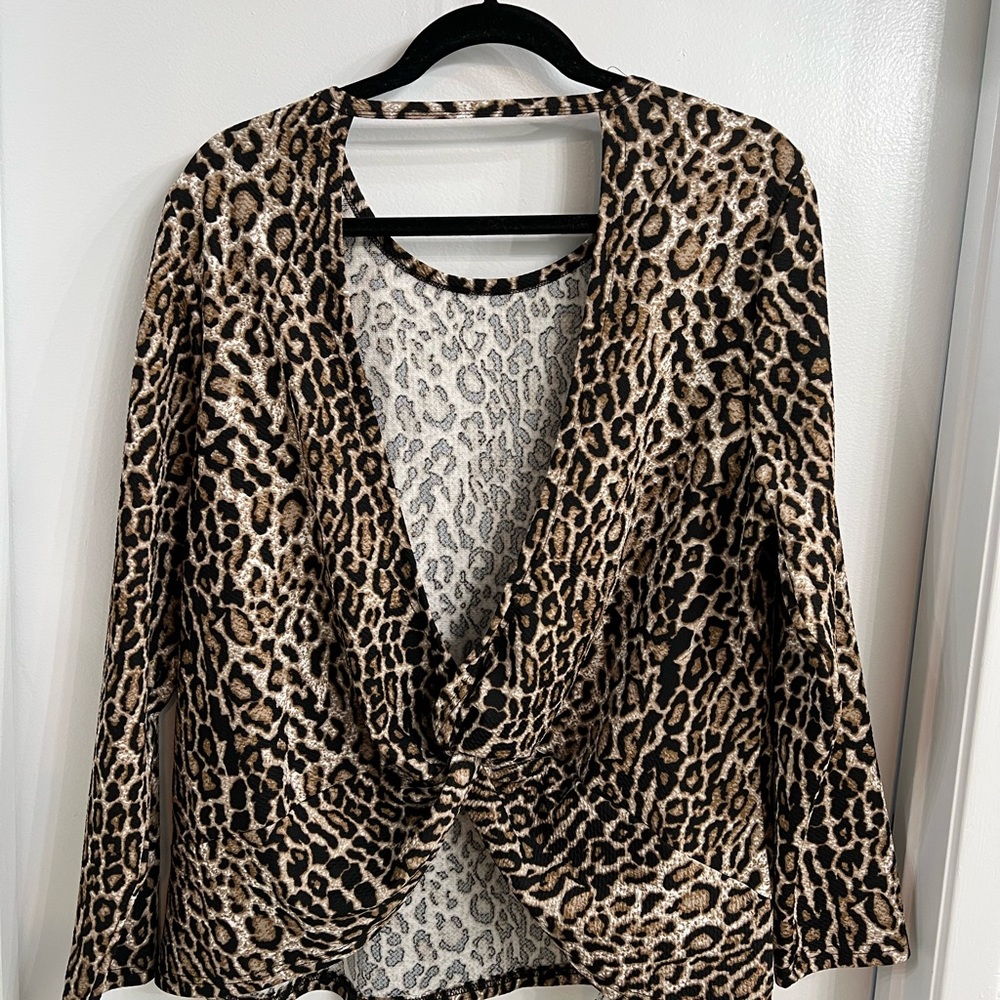 Leopard print SHEIN top, exposed back. Never worn.